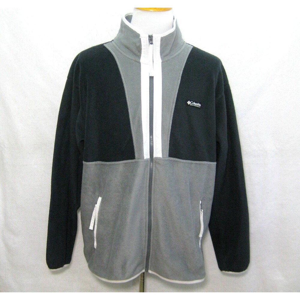 COLUMBIA Men's (Size XL) Gray Black Full Zip Fleece Jacket Athletic Sweatshirt